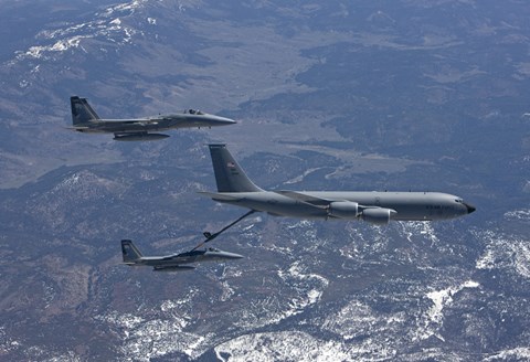 Framed Two F-15 Eagles Refueling Print