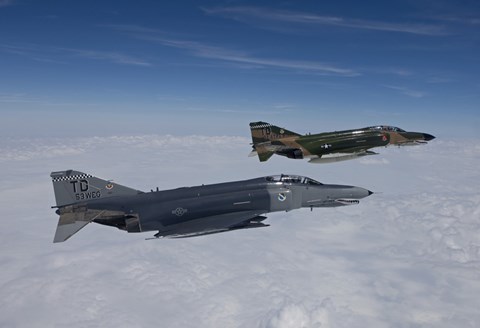 Framed Two QF-4E&#39;s Fly over the Gulf of Mexico Print