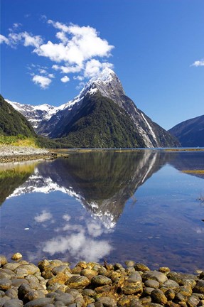 Framed Mitre Peak, Milford Sound, Fjordland National Park, South Island, New Zealand Print