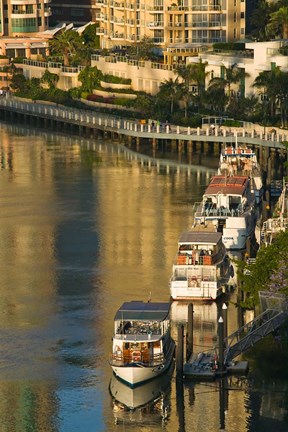 Framed Australia, Brisbane, Brisbane River Marina boats Print