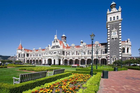 Framed Park near Ornate Railroad Station, Dunedin, South Island, New Zealand Print