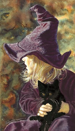 Framed Three Wishes - Witch Way, Black Cat Print