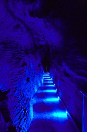 Framed Blue Lights, Ruakuri Caves, North Island, New Zealand Print