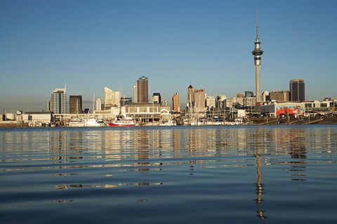 Framed Auckland CBD skyline, North Island, New Zealand Print