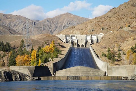 Framed Lake Aviemore, Benmore Dam, South Island, New Zealand Print