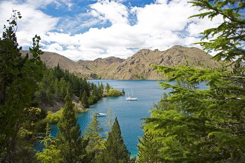 Framed Lake Benmore, Waitaki Valley, North Otago, South Island, New Zealand Print