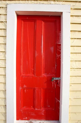 Framed Red Door, Sutton Railway Station, Otago, South Island, New Zealand Print