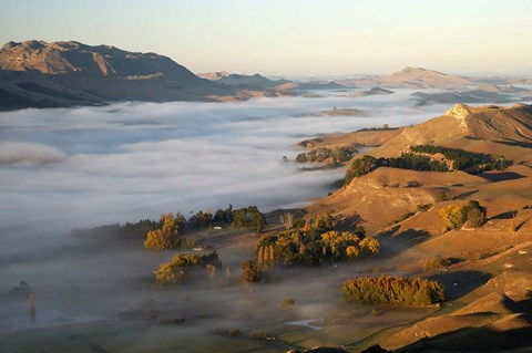 Framed Te Mata, Tukituki River Valley, No Island, New Zealand Print