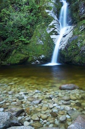 Framed Dorothy Falls, Lake Kaniere, South Island, New Zealand Print