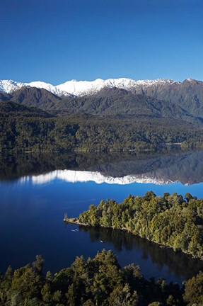 Framed Kayakers, Lake Mapourika, South Island, New Zealand Print