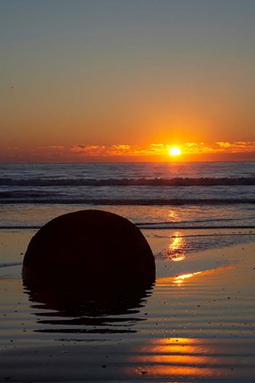 Framed Sunset, Moeraki Boulder, Otago, South Island, New Zealand Print