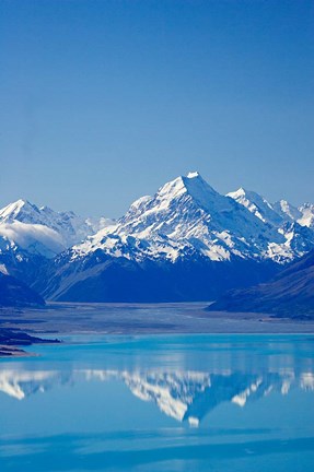 Framed Aoraki, Mt Cook and Lake Pukaki, South Canterbury, South Island, New Zealand Print