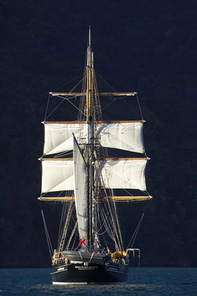 Framed Spirit of New Zealand Tall Ship, Marlborough Sounds, South Island, New Zealand Print