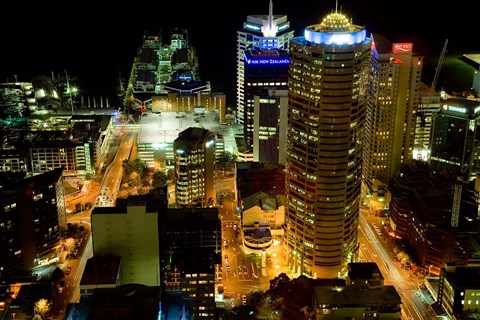 Framed Auckland CBD Viewed from Skytower, Auckland, North Island, New Zealand Print