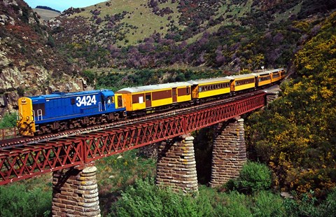 Framed Taieri Gorge Train, near Dunedin, Otago, New Zealand Print