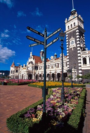 Framed Historic Railway Station building, Dunedin, New Zealand Print