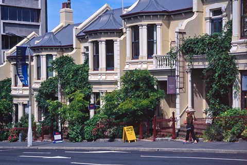 Framed Historic Terrace Houses, Stuart Street, Dunedin, New Zealand Print