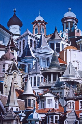 Framed Turret Town, Montage of Turrets from Dunedin&#39;s Historical Buildings, New Zealand Print