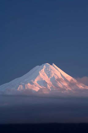 Framed Alpenglow on Mt Taranaki, North Island, New Zealand Print