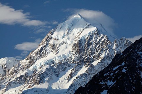 Framed Aoraki Mount Cook, Mackenzie Country, South Canterbury, South Island, New Zealand Print