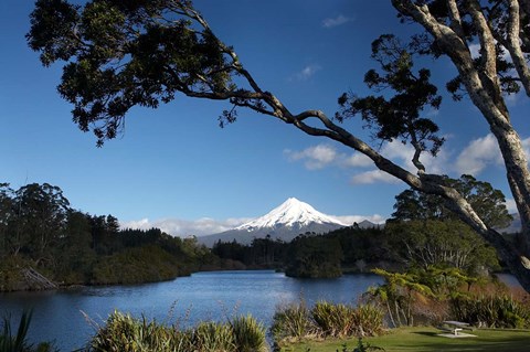 Framed Lake Mangamahoe, Mt Taranaki, North Island, New Zealand Print