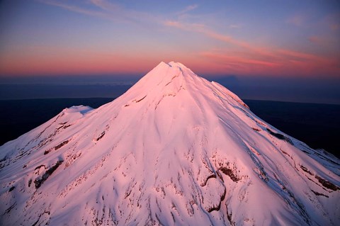 Framed Mountain Alpenglow, Taranaki, North Island, New Zealand Print