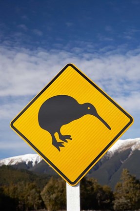 Framed New Zealand, South Island, Road Sign, St Arnaud Range Print