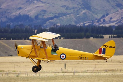 Framed Tiger Moth Biplane, Wanaka, South Island, New Zealand Print
