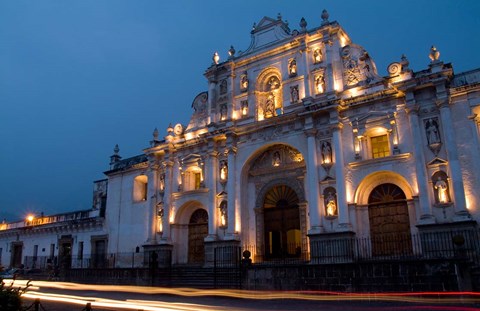Framed Cathedral in Square, Antigua, Guatemala Print