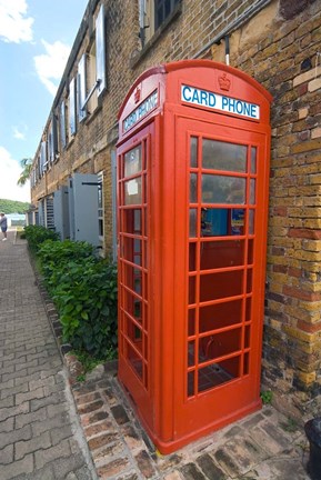 Framed Red Telephone box, Nelson's Dockyard, Antigua Print