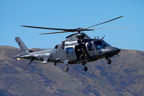 Framed RNZAF Augustawestland A109 helicopter, Warbirds over Wanaka, warplane, New Zealand Print