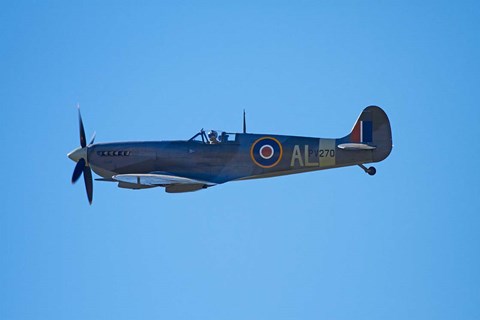 Framed Supermarine Spitfire, British and allied WWII War Plane, South Island, New Zealand Print