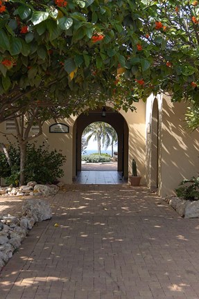 Framed Archway to Pool at Tierra del Sol Golf Club and Spa, Aruba, Caribbean Print