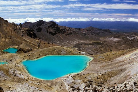 Framed New Zealand, Tongariro NP, Mountain, Emerald Lakes Print