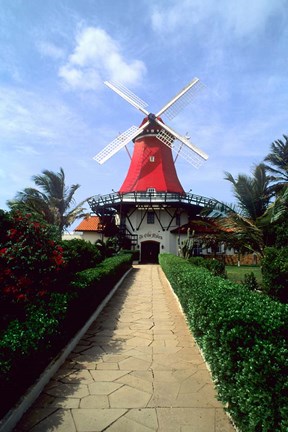 Framed Windmill, Famous Old Mill Restaurant in Aruba Print