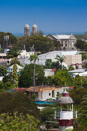 Framed Antigua, St Johns, elevated city view Print