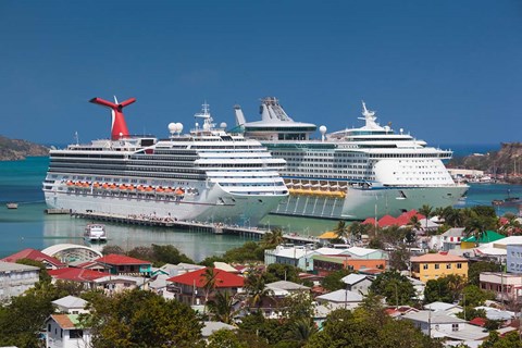 Framed Antigua, St Johns, Heritage Quay, Cruise ship area Print