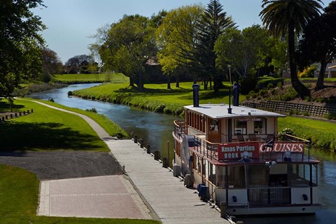 Framed River Queen Paddle Steamer, Taylor River, New Zealand Print