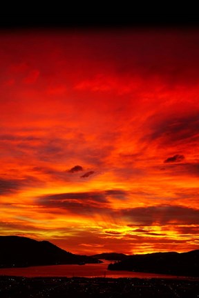 Framed Sunrise, Otago Harbor, Dunedin, New Zealand Print