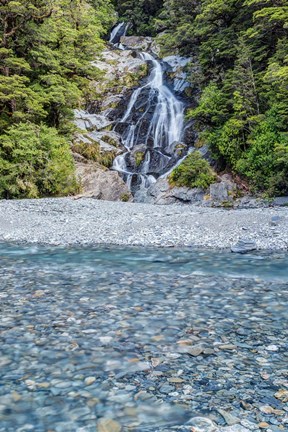 Framed New Zealand, South Island, Mt Aspiring National Park, Fan Tail Falls Print