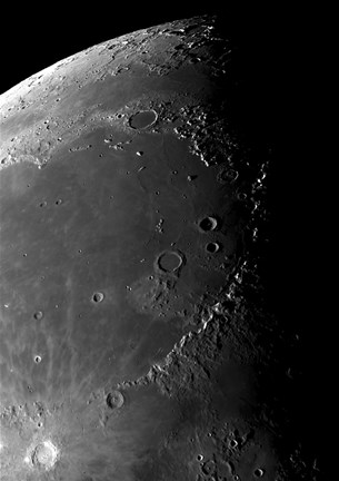 Framed Craters Copernicus, Plato, Eratosthenes, and Archimedes near the Montes Apenninus Mountain Range Print