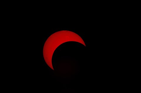 Framed Partial Solar Eclipse (red sun) Print