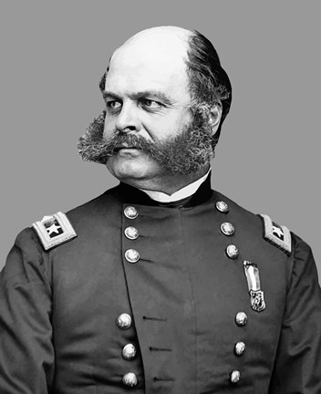 Framed Union Army General Ambrose Everett Burnside Print