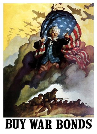 Framed Uncle Sam Urging Troops into Battle Print
