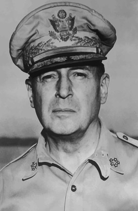 Framed General Douglas MacArthur (close up) Print