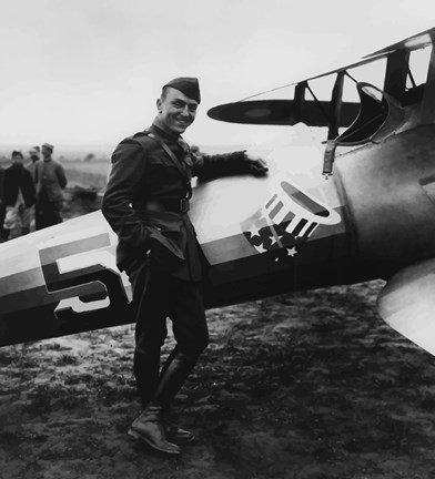 Framed Eddie Rickenbacker with his Fighter Plane Print