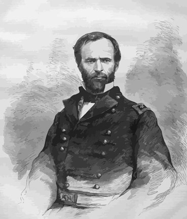 Framed Civil War General William Tecumseh Sherman Print