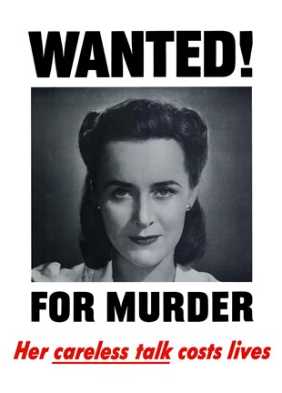 Framed Wanted, Careless Talk Costs Lives Print