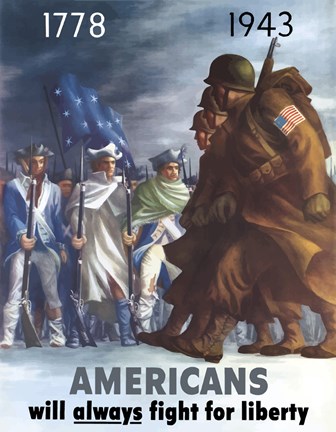 Framed American Infantryman Marching War Poster Print