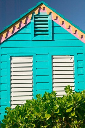 Framed Colorful Cottage at Compass Point Resort, Gambier, Bahamas, Caribbean Print